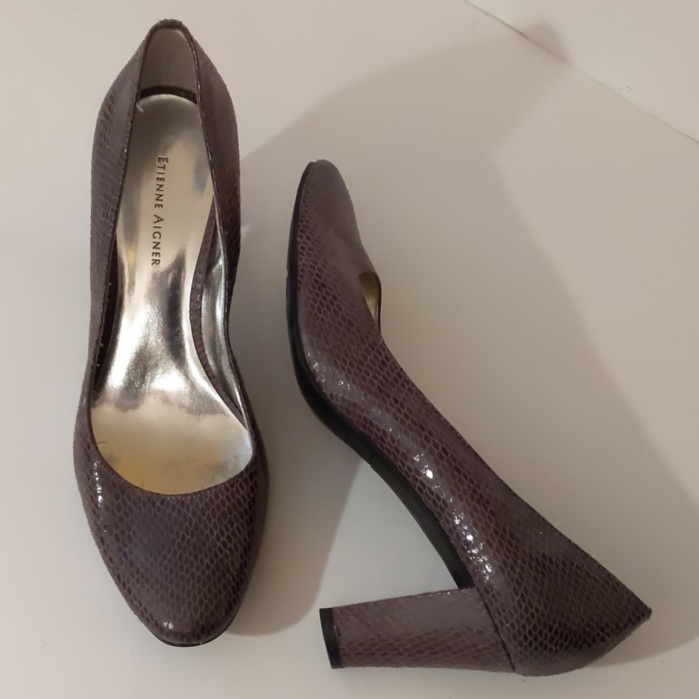 Etienne Aigner faux snakeskin heels-sz 7 1/2M